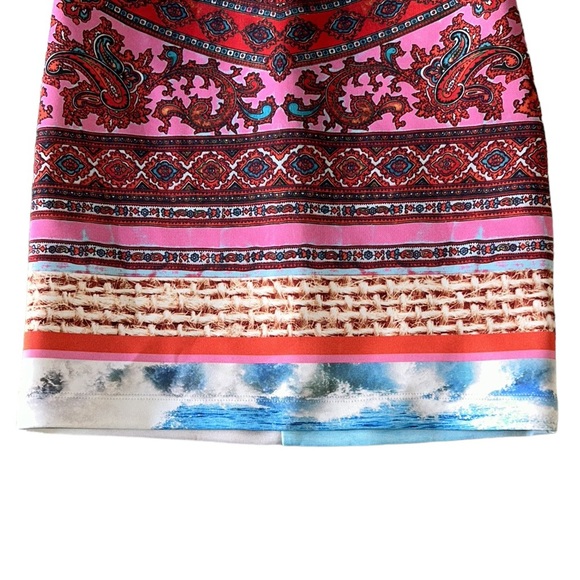 NWOT Clover Canyon “Surf Blanket” Pink Paisley Neoprene Bandage Mini Skirt - S - Picture 6 of 13